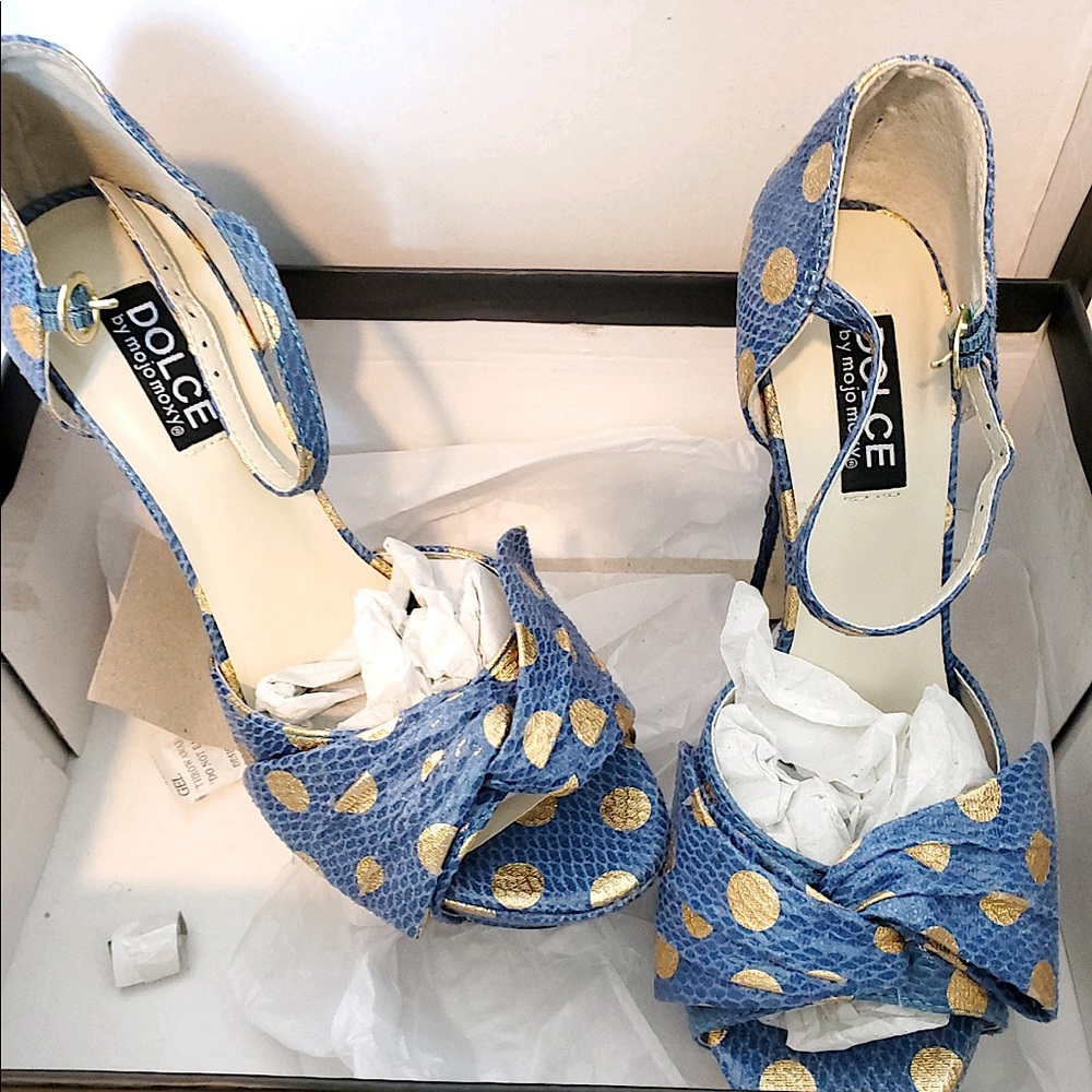 Dotty Blue Heels, Dolce by mojomoxy